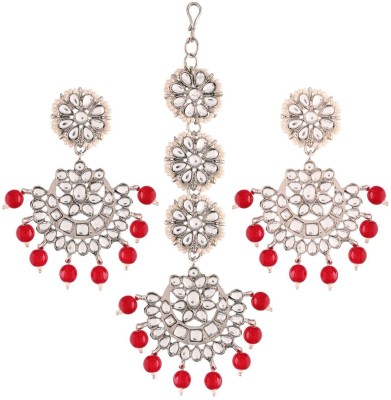 I Jewels Alloy Rhodium Maroon Jewellery Set(Pack of 1)