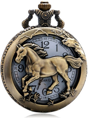 prishio Antique Steampunk Vintage Pocket Watch Metal Keychain for Gifting Horse Key Chain