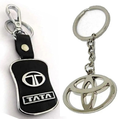 JAINSON MARTIN Combo of Toyota Logo Metal & Tata Leather Hook Keychain Best quality Key Chain