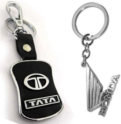 JAINSON MARTIN Combo of Wings Honda Logo Metal & Tata Leather Hook Keychain Best quality Key Chain
