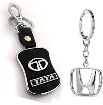 JAINSON MARTIN Combo of Honda Logo Metal & Tata Leather Hook Keychain Best quality Key Chain