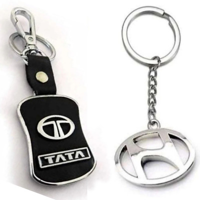 JAINSON MARTIN Combo of Hyundai Logo Metal & Tata Leather Hook Keychain Best quality Key Chain