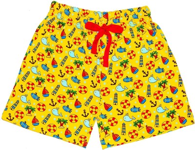 Ariel Short For Boys Casual Printed Pure Cotton(Yellow, Pack of 1)