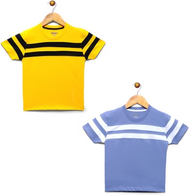 Billion Boys Striped Pure Cotton Regular T Shirt(Multicolor, Pack of 2)