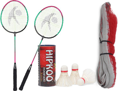 Hipkoo Sports Thunder Badminton Racquets Set|2 Rackets with Cover,3 Feather Shuttlecocks & Net Badminton Kit