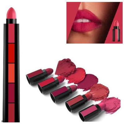 MYEONG Long Lasting 5 in 1 Matte Lipstick(MULTI COLOR, 10 g)