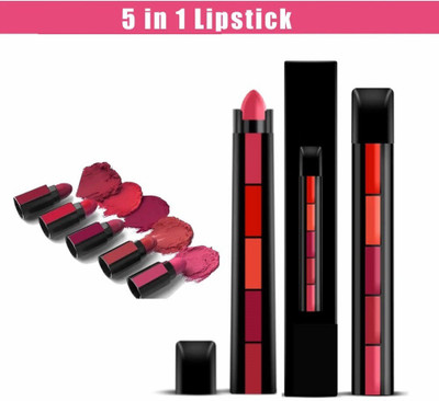 MYEONG Long & Lasting 5 in 1 Waterproof Matte Lipstick(MULTI COLOR, 10 g)