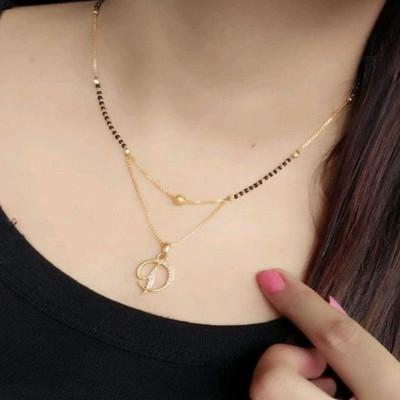 PUSHPA JEWELS Excellent Finished D Letter Diamond Mangalsutra For Women's Alloy Mangalsutra