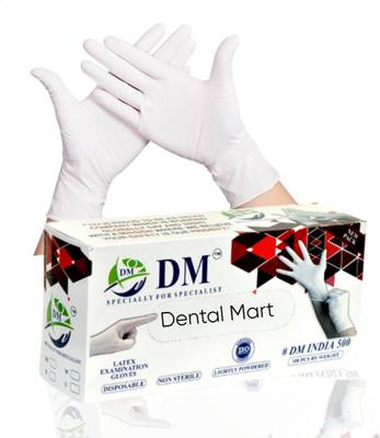 dental mart Latex Medical Examination Disposable Hand Gloves, White, Small Latex Examination Gloves
