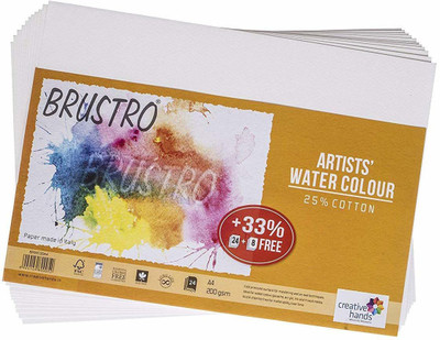 BRuSTRO Super Series Unruled A4 200 gsm Watercolor Paper(Set of 2, White)