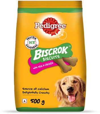 PEDIGREE Biscrok Biscuits (Above 4 months) Milk, Chicken Dog Treat(500 g)