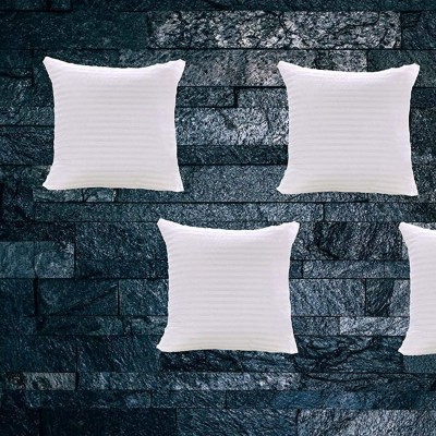 WELLCOSY PREMIUM Polyester Fibre Solid Cushion Pack of 4(White)