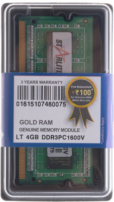 Starlite PC1600-LV DDR3 4 GB (Dual Channel) Laptop (PC1600-LV SO DIMM RAM for Laptop)