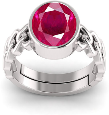TODANI JEMS 5.25 Ratti Natural Certified Ruby Manik Gemstone Panchdhatu Ring Metal Ruby Silver Plated Ring