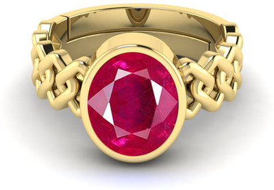 TODANI JEMS 11.25 Ratti Natural Certified Ruby Manik Gemstone Panchdhatu Ring Brass Ruby Ring