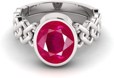 TODANI JEMS 7.25 Ratti Natural Certified Ruby Manik Gemstone Panchdhatu Metal Sapphire Silver Plated Ring