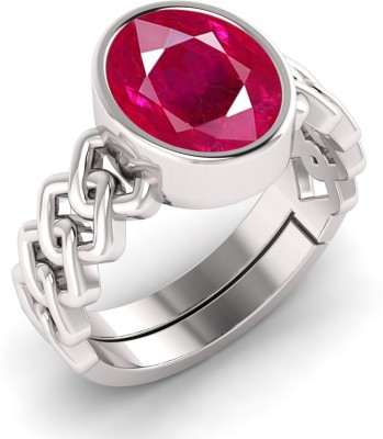 TODANI JEMS 6.25 Ratti Natural Certified Ruby Manik Gemstone Panchdhatu Ring Metal Ruby Silver Plated Ring