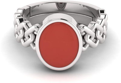 TODANI JEMS 13.25 Ratti Natural Ruby Manik Birthstone/Astrology/Rashi Ratan Adjustable Metal Ruby Silver Plated Ring