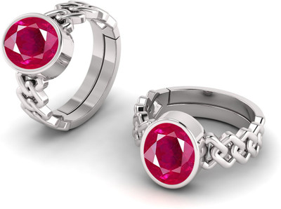 TODANI JEMS 9.25 Ratti Natural Ruby Manik Birthstone/Astrology/Rashi Ratan Adjustable Ring Metal Ruby Silver Plated Ring