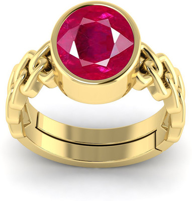 TODANI JEMS 7.25 Ratti Natural Certified Ruby Manik Ring Brass Ruby Ring