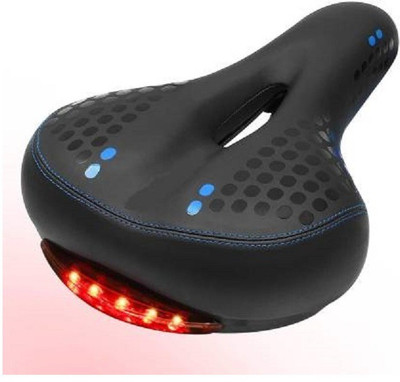 Frackson Widen Soft Bicycle Saddle Cycle Seat with 5 LED Light Mountain Road Bike Cushion Saddle(Black)
