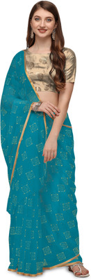 REDFISH Printed Bollywood Chiffon Saree(Light Blue)