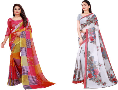 Saadhvi Printed Daily Wear Georgette Saree(Pack of 2, Multicolor)