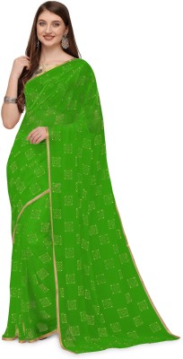 REDFISH Printed Daily Wear Chiffon Saree(Green)