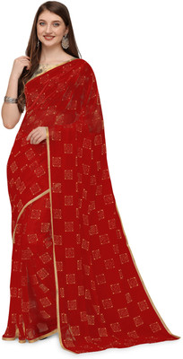 REDFISH Printed Daily Wear Chiffon Saree(Red)