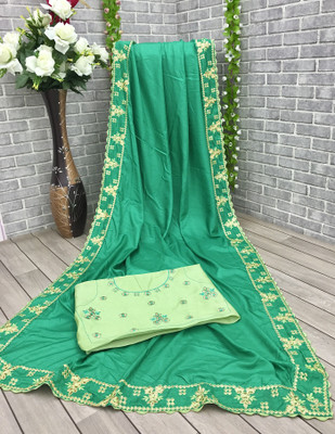 jayant creation Embroidered Bollywood Silk Blend Saree(Green)