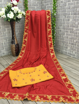 jayant creation Embroidered Bollywood Silk Blend Saree(Red)