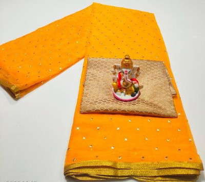 JiproStore Printed Daily Wear Chiffon Saree(Yellow)