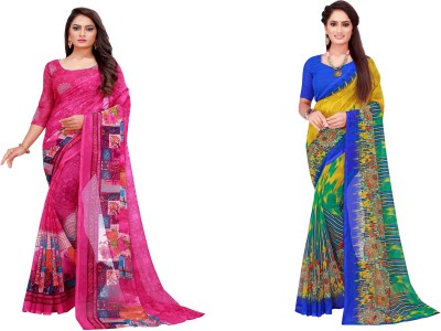 Saadhvi Floral Print Daily Wear Georgette Saree(Pack of 2, Multicolor)