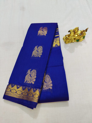 Jainithish Collections Embellished Kota Doria Cotton Silk Saree(Blue)