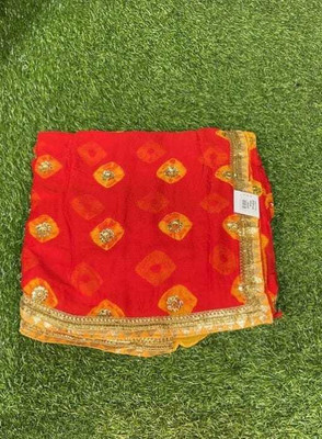 NeeLKANTH ENTERPRISE Printed, Embellished Bandhani Chiffon Saree(Red)