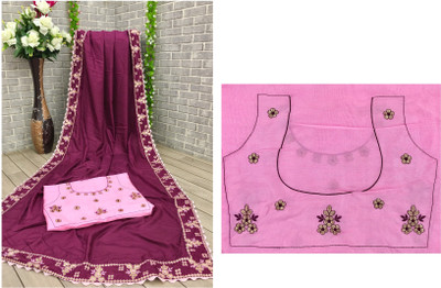 jayant creation Embroidered Bollywood Silk Blend Saree(Purple)