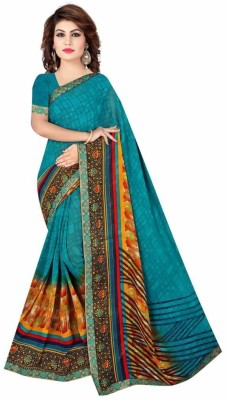 SHD Printed Daily Wear Cotton Silk Saree(Blue)