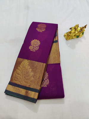 Uniqon Creations Self Design Kota Doria Cotton Silk Saree(Purple)