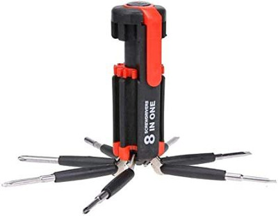 DIGSMORDEN 8 in 1 Multi-Function Screwdriver Kit, Tool Kit Set with LED Portable Torch Long Handle Screwdriver Set(Pack of 1)