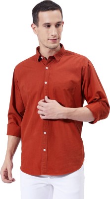 BEN MARTIN Men Solid Casual Orange Shirt