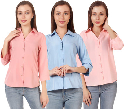 SHANAYA MODA Women Solid Formal Multicolor Shirt(Pack of 3)