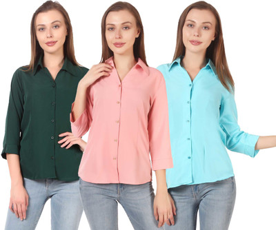 HEAVENS CREATIONS Women Solid Formal Multicolor Shirt(Pack of 3)
