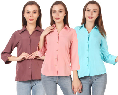 CINDERELLA THE CREATIONS FACTORY Women Solid Casual Multicolor Shirt(Pack of 3)
