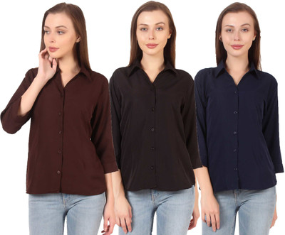 SHANAYA MODA Women Solid Formal Multicolor Shirt(Pack of 3)