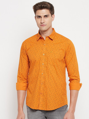 DUKE Men Printed Casual Orange Shirt
