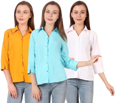 CINDERELLA THE CREATIONS FACTORY Women Solid Formal Multicolor Shirt(Pack of 3)