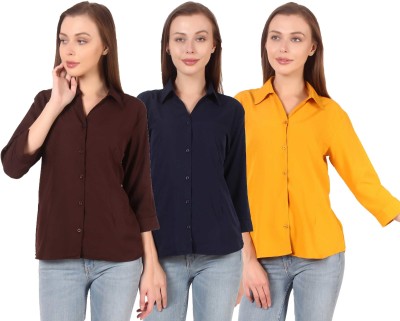 Giggles Women Solid Formal Multicolor Shirt(Pack of 3)