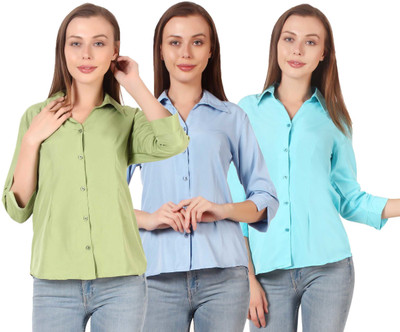 CINDERELLA THE CREATIONS FACTORY Women Solid Casual Multicolor Shirt(Pack of 3)