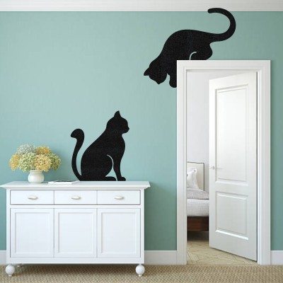 Gloshvi 2 Black Cat Door, Window, Shelf, Picture Frame Topper wall Art Medium(Pack of 2)