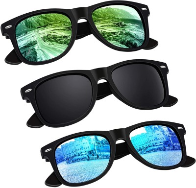 Elligator Wayfarer Sunglasses(For Men & Women, Blue, Black, Green)